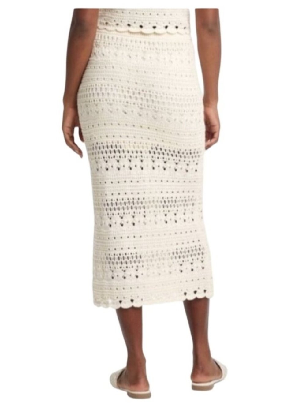 Universal Thread Womens Cream Crochet Midi Skirt With Lining & Drawstring Waist - Picture 2 of 7